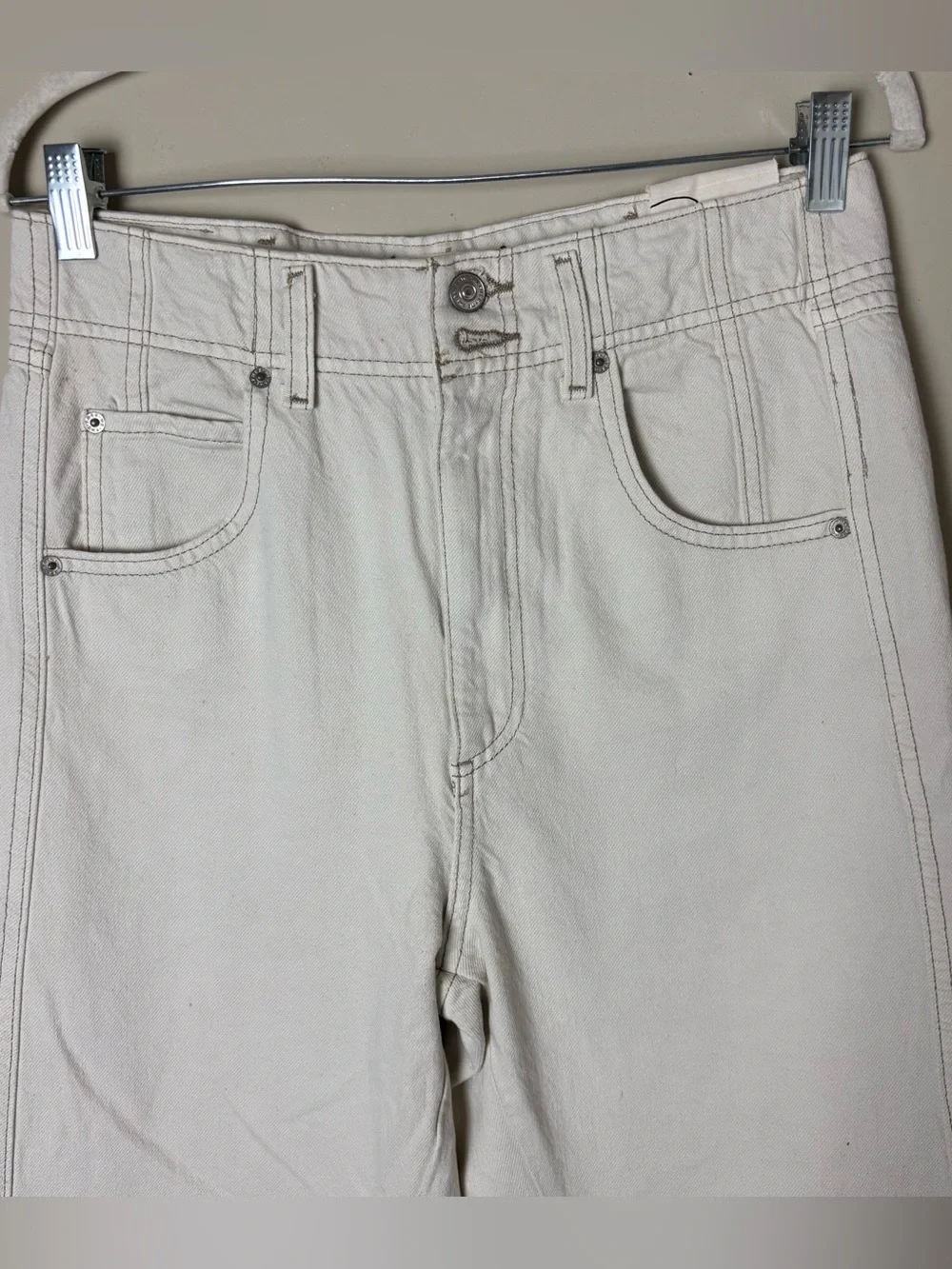 NEW Free People We The Free Aster Straight Leg Jeans size 30 Cream off white